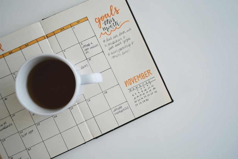 Calendar planner used to track work hours